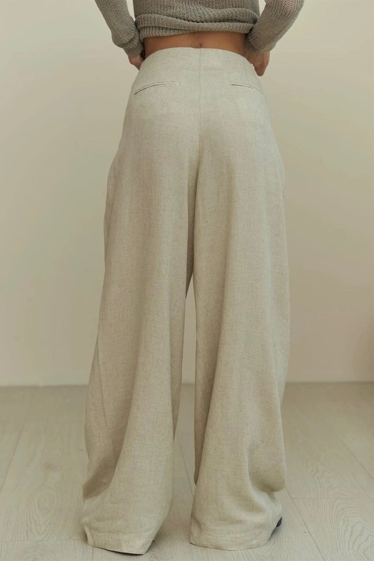 Pleated Linen Pants