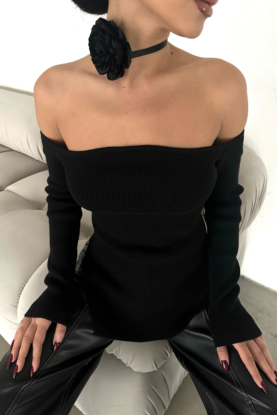 Off Shoulder Classy Knit Top