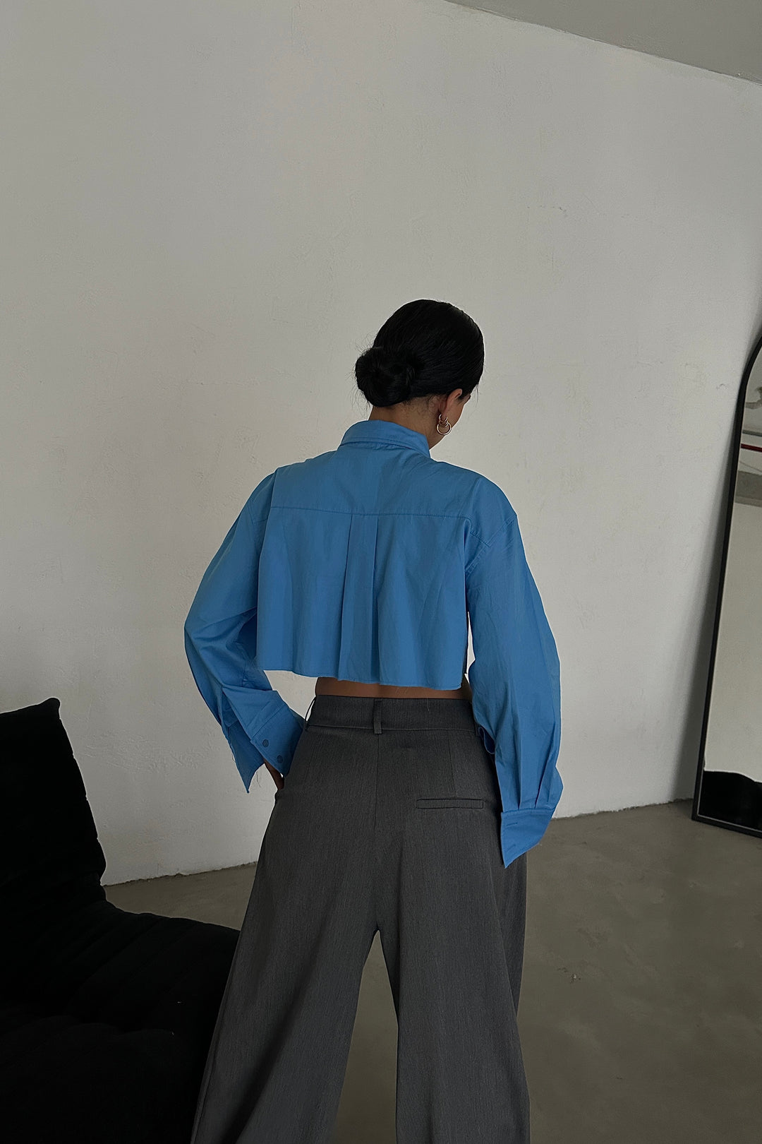 Cropped Shirt With Fake Pocket