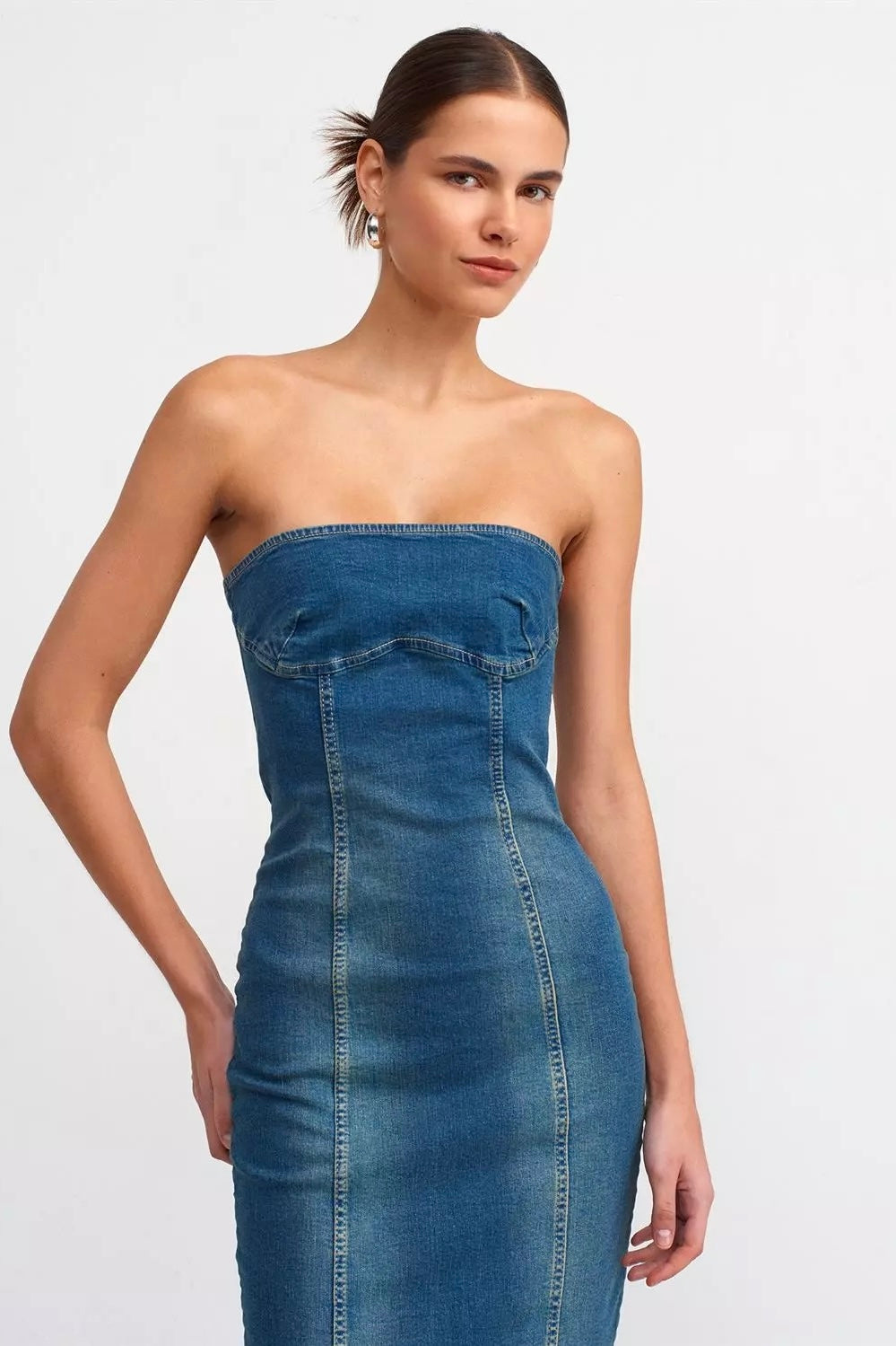 Tint Bodycon Maxi Denim Dress