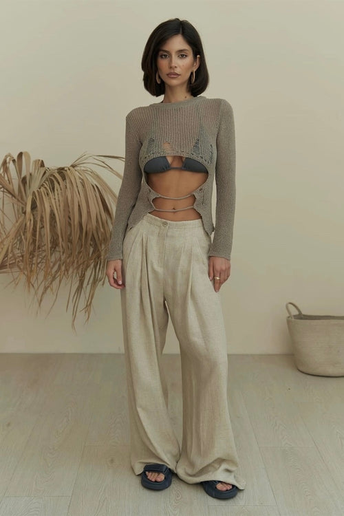 Pleated Linen Pants