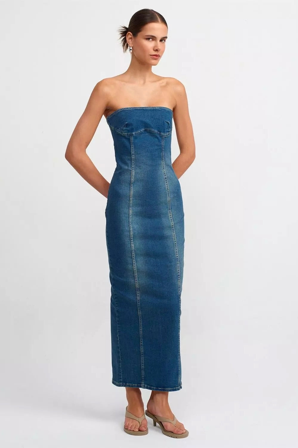 Tint Bodycon Maxi Denim Dress