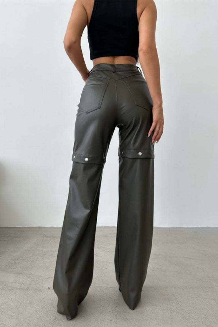 Detachable Faux Leather Pants