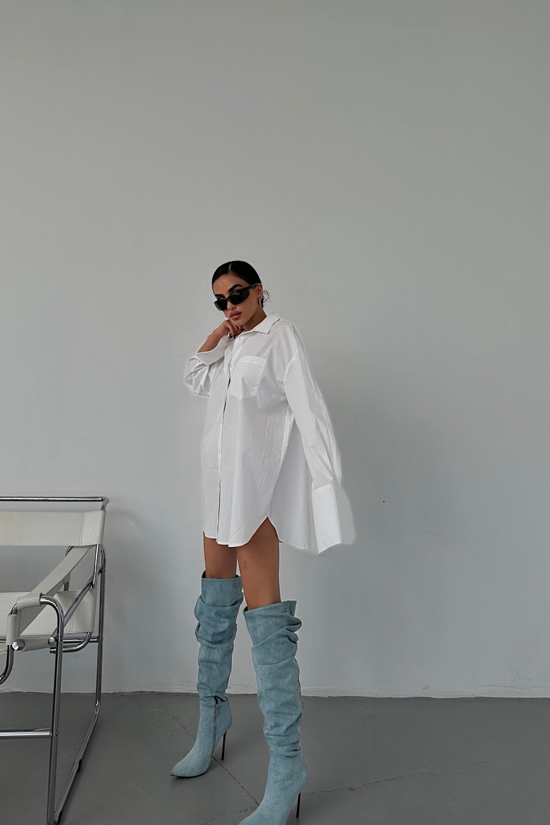 Poplin White Long Shirt