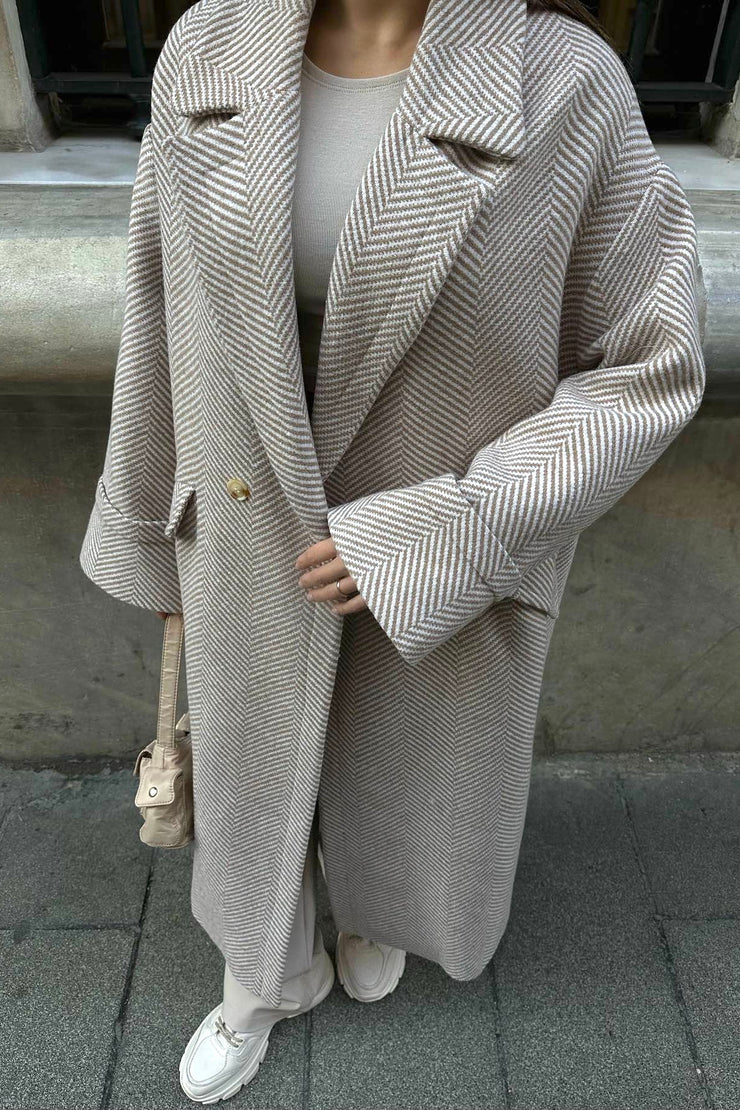 Striped Wool Oversize Coat
