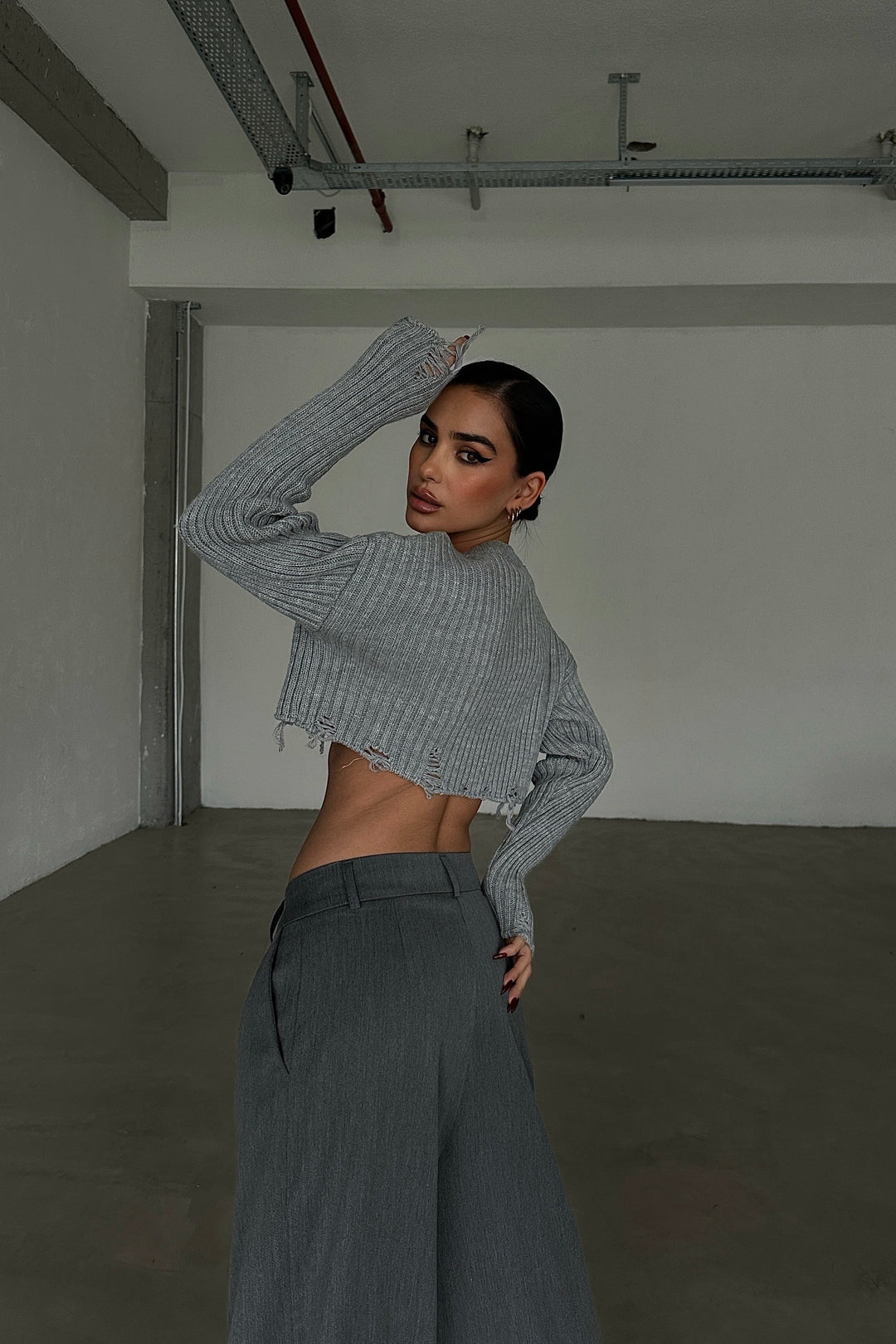 Cropped Long Sleeve Sweater