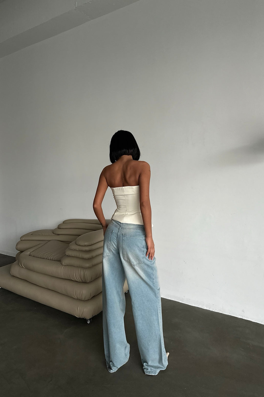 Light Wash Wide Leg Baggy Jeans