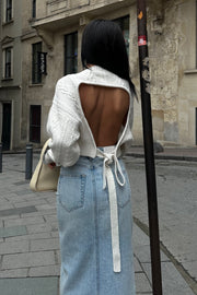 Open Back Tie Knitted Top