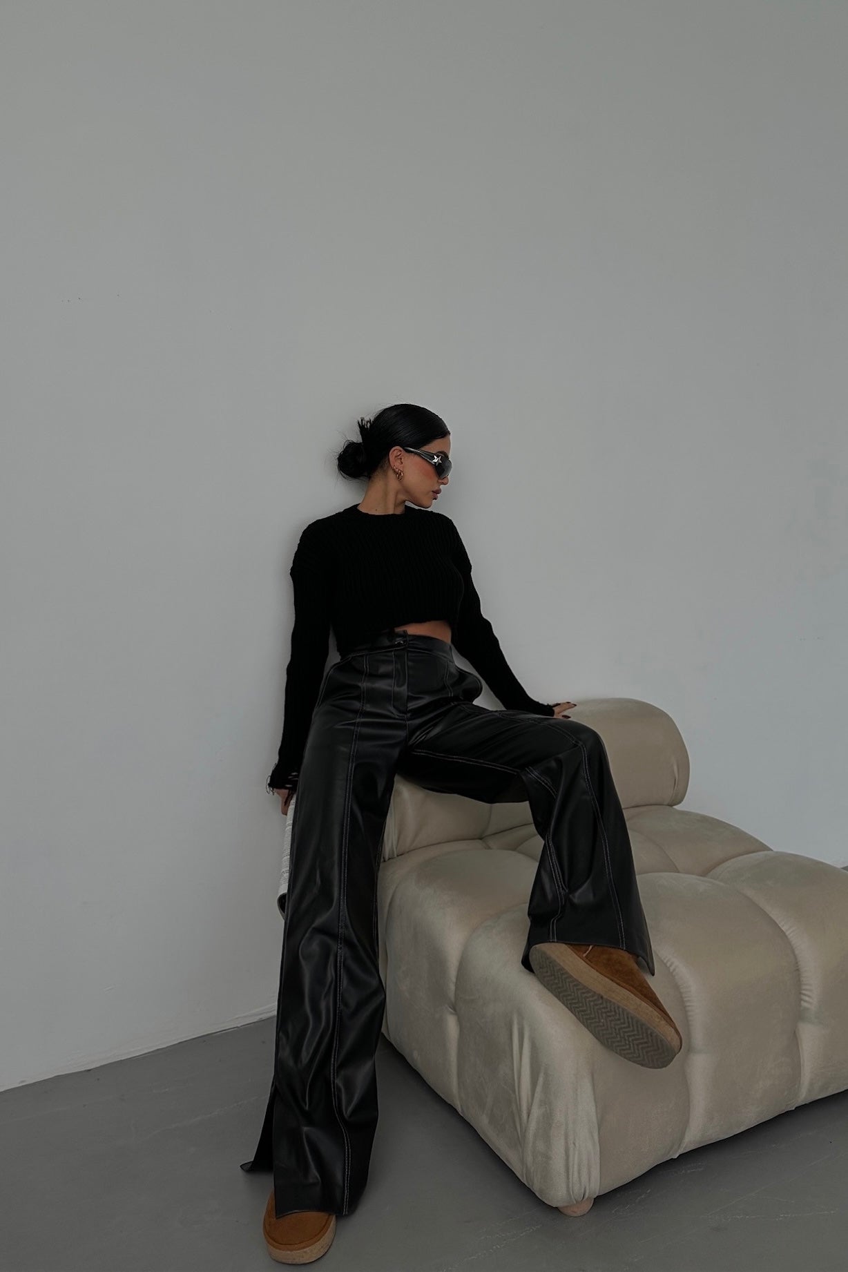 PAX00100 ♥ WHITE + CROSSES BLACK LEATHER PANTS Proenza Schouler White Label Kay Pant in Lightweight Leather