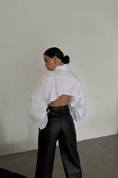 Poplin Cropped Back Detail Shirt