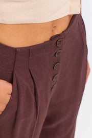 Button Up Brown Linen Pants