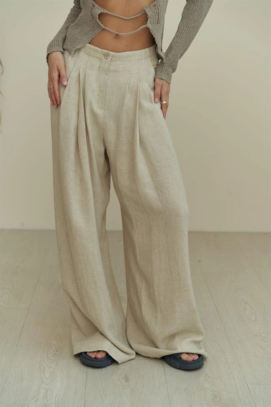 Pleated Linen Pants