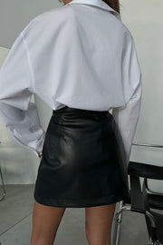 Upside Down Zipper Leather Skirt