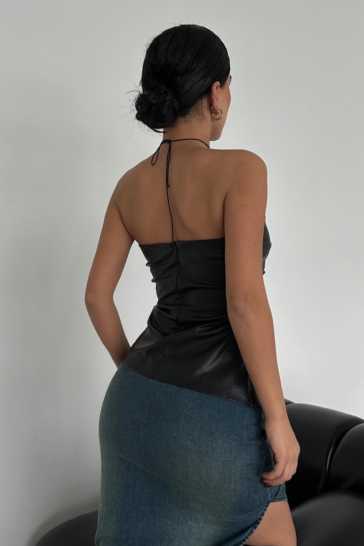 Strapless Faux Leather Top