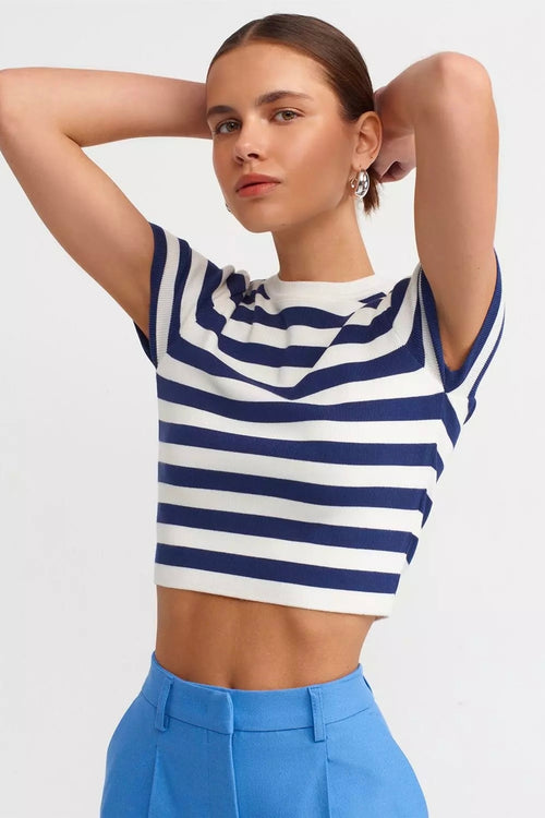 Navy Striped Basic Top