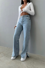 Wide Side Split Jeans