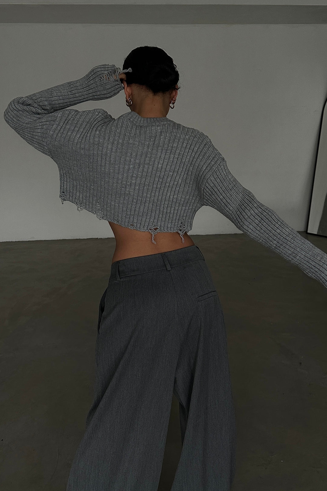 Cropped Long Sleeve Sweater