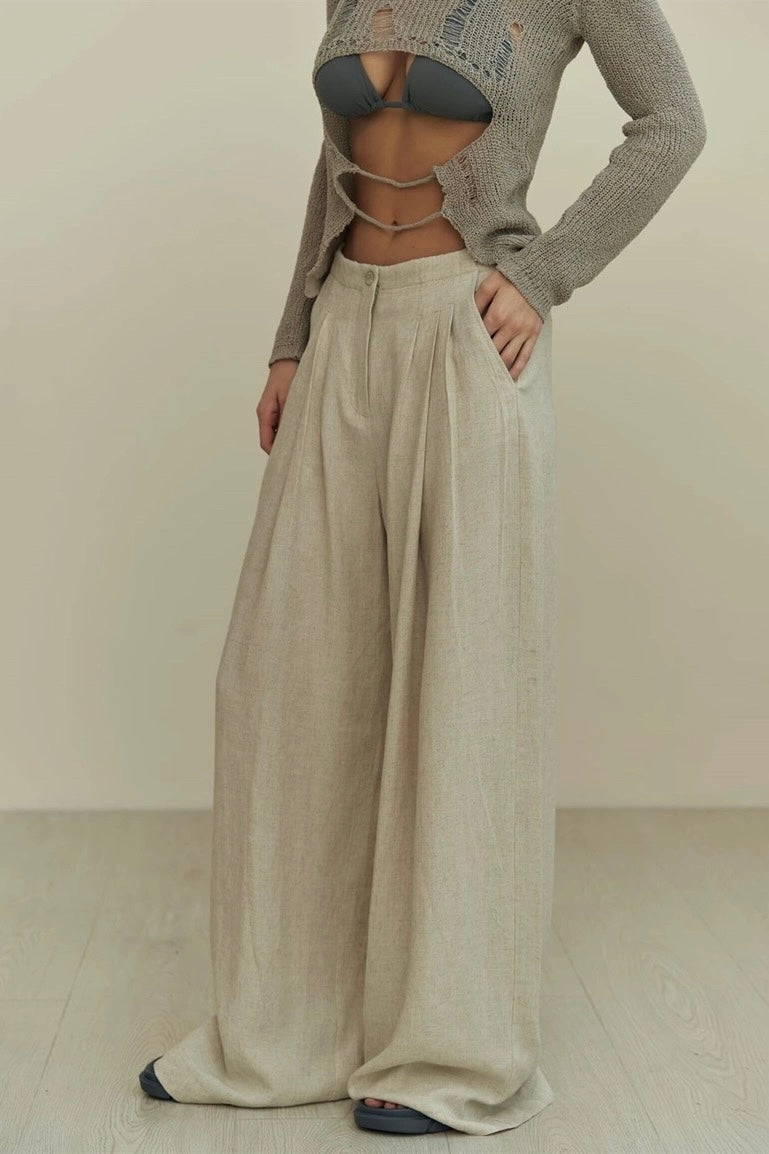 Pleated Linen Pants