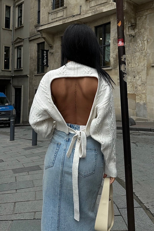 Open Back Tie Knitted Top