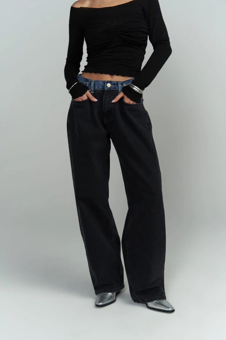 Tri-Fold Jeans Black