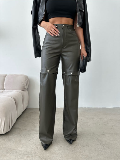 Detachable Faux Leather Pants