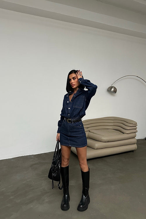 Denim Button Up Mini Dress