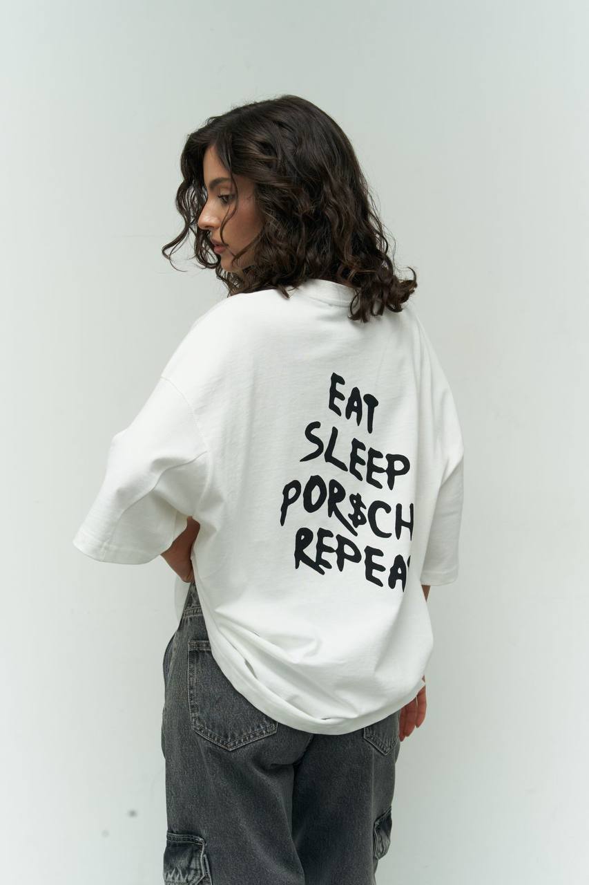 Eat Sleep Porsche Repeat Print T-shirt