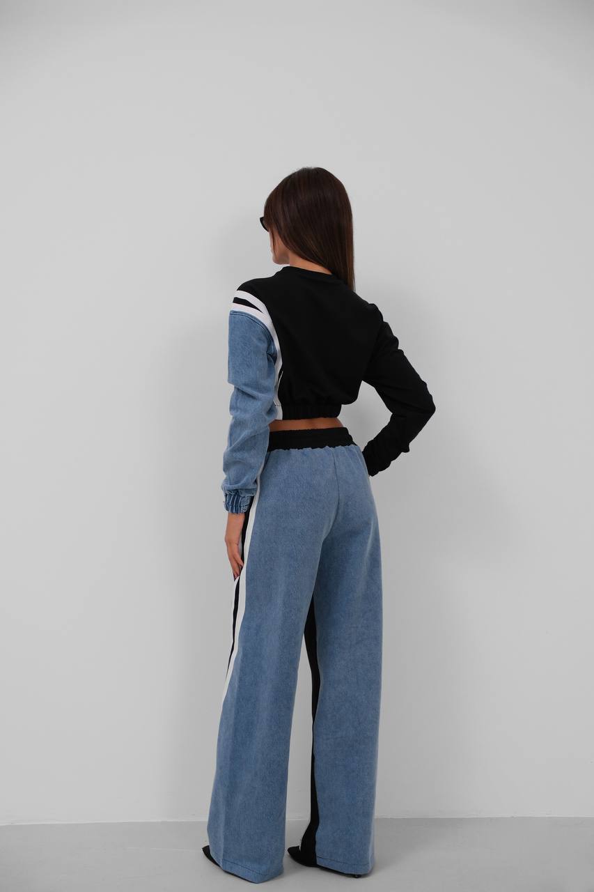 Denim-Sweat Combo Set