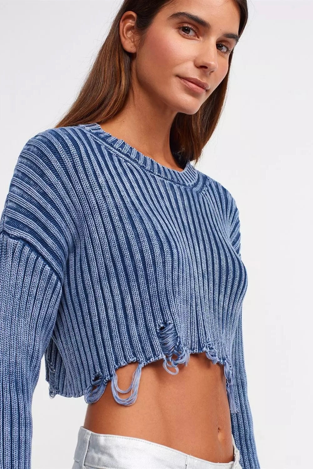 Cropped Long Sleeve Sweater