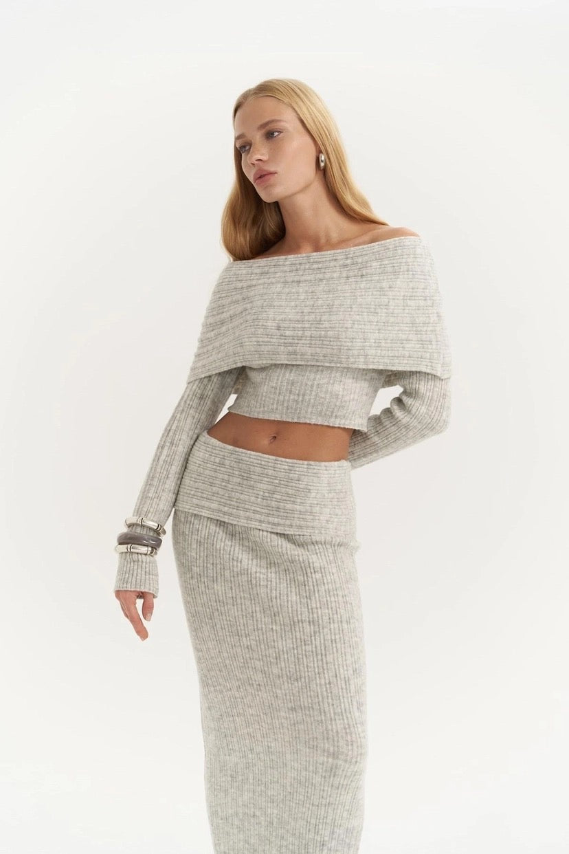 Off-Shoulder Knit Set