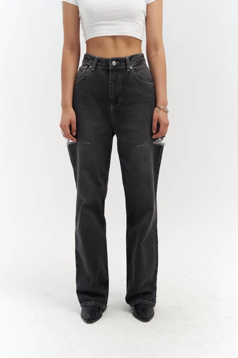 High-Waist Jeans with Contrast Stitching