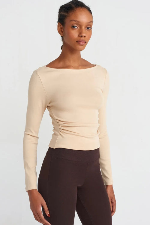 Ruched Side Long Sleeve Top