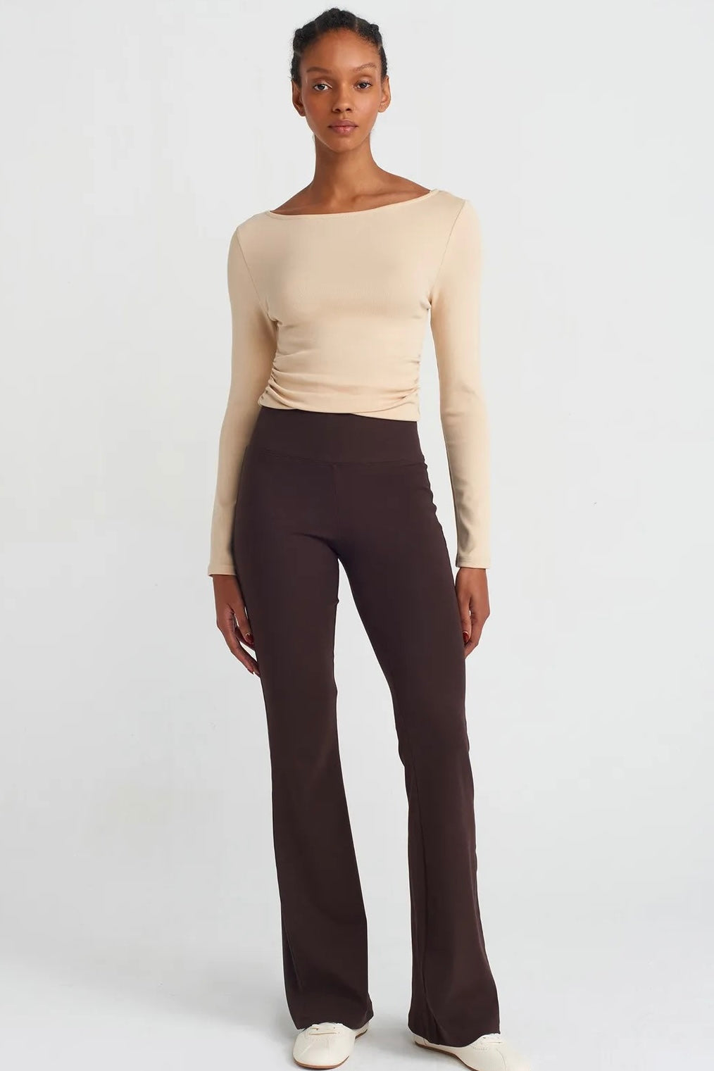 Ruched Side Long Sleeve Top