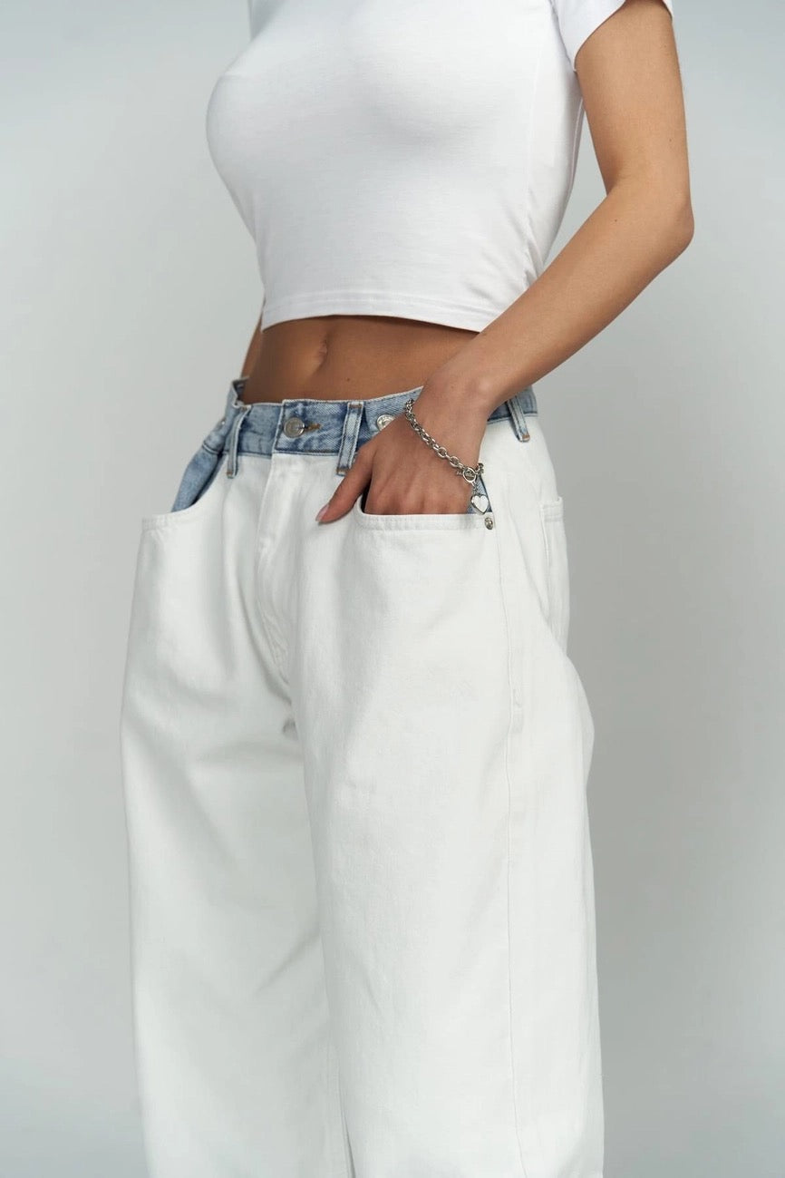 Tri-Fold Jeans White