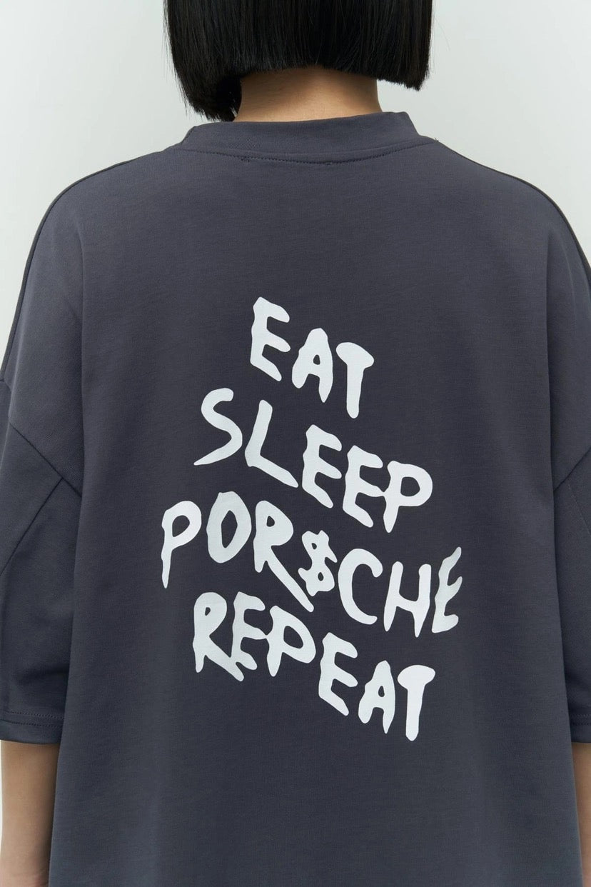 Eat Sleep Porsche Repeat Print T-shirt