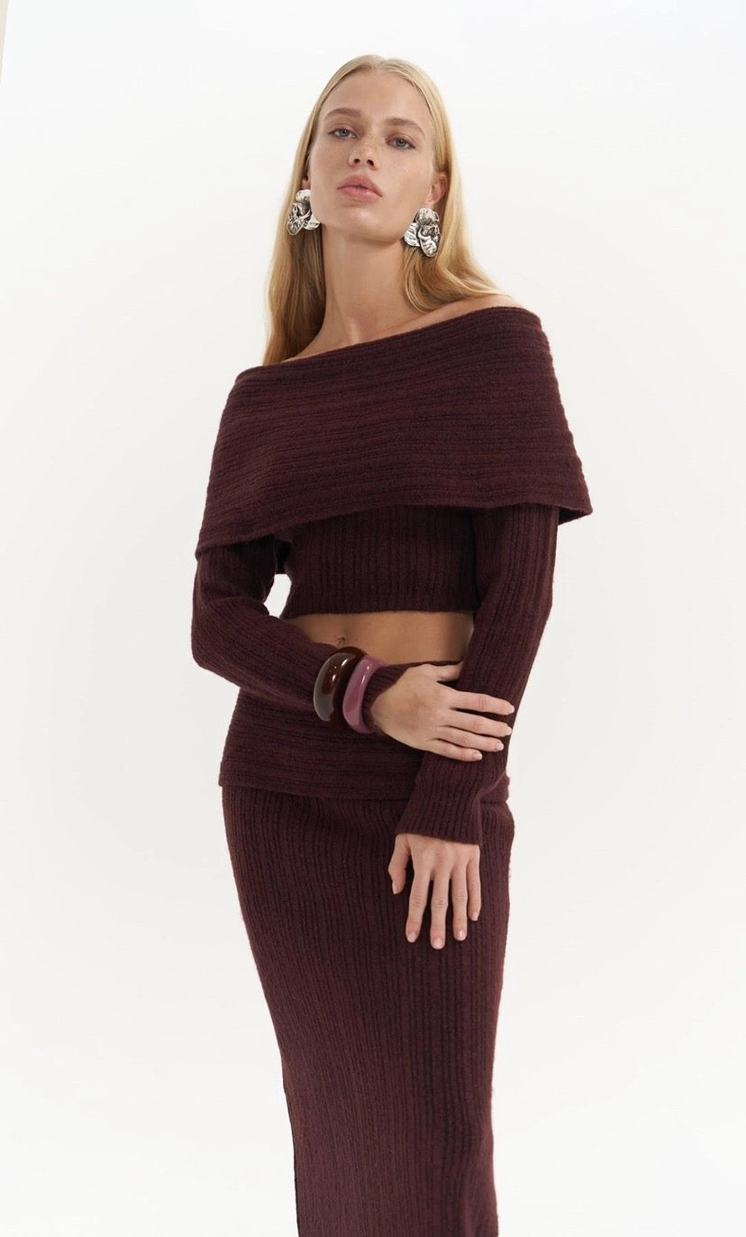 Off-Shoulder Knit Set