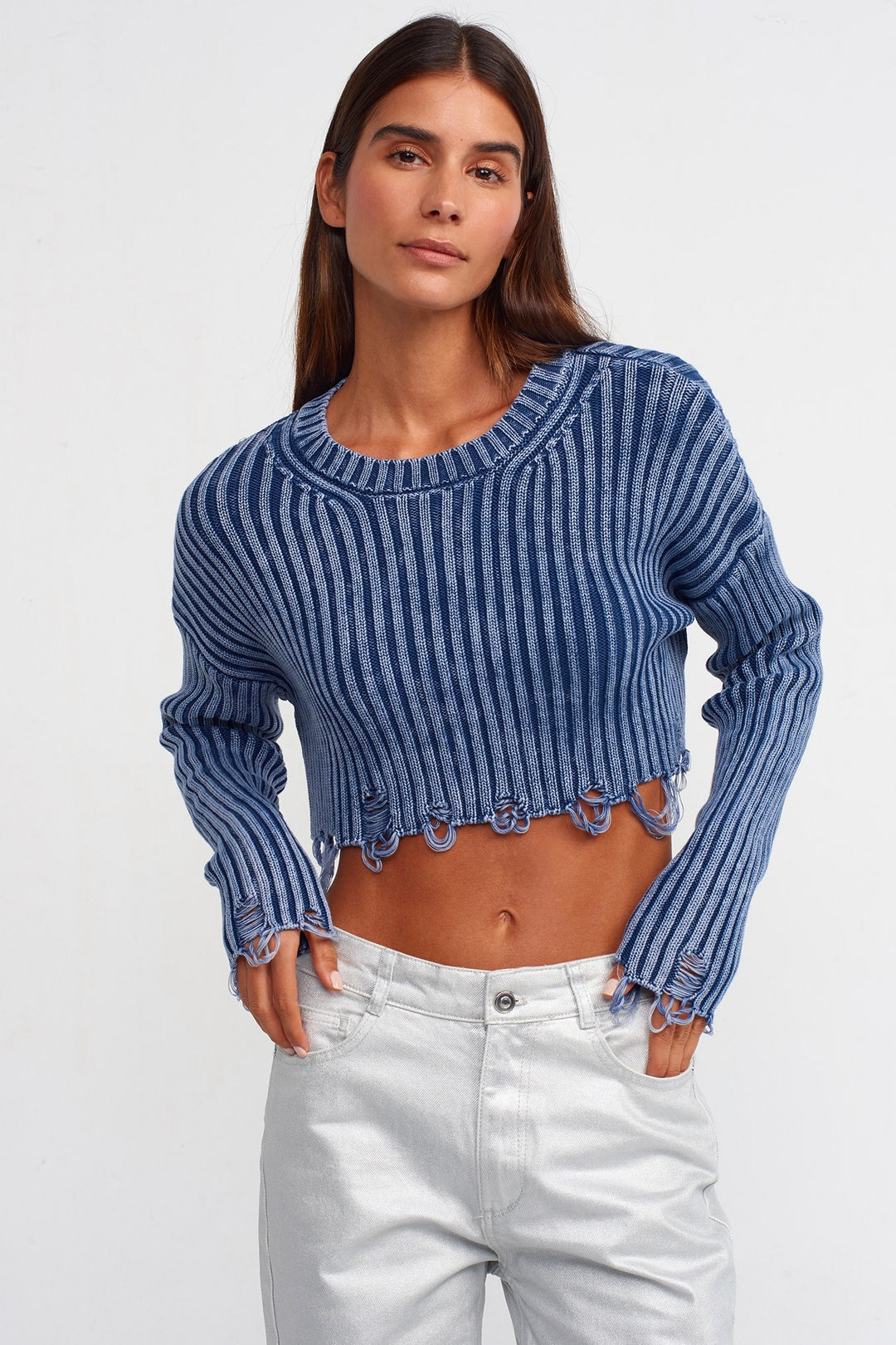 Cropped Long Sleeve Sweater