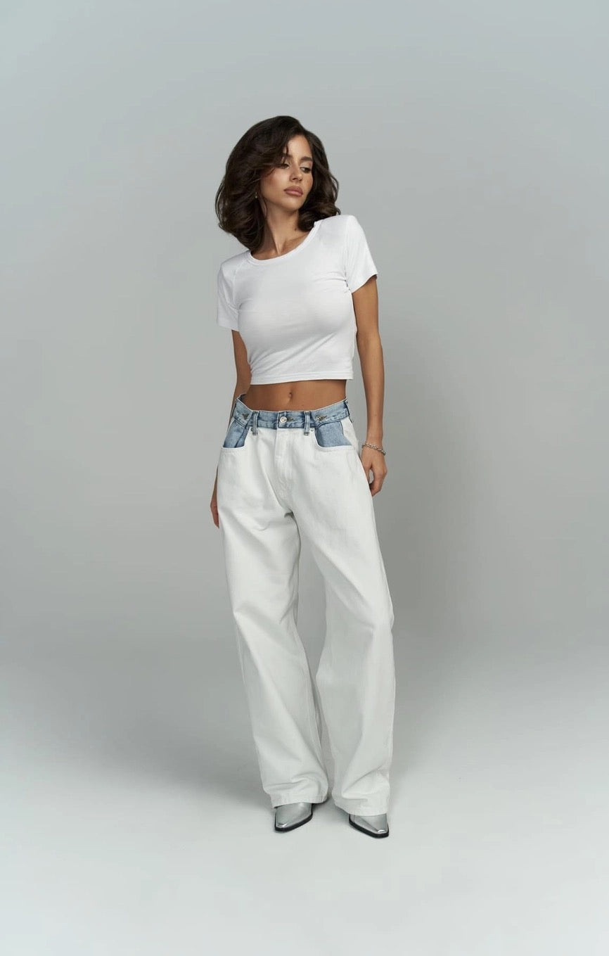 Tri-Fold Jeans White