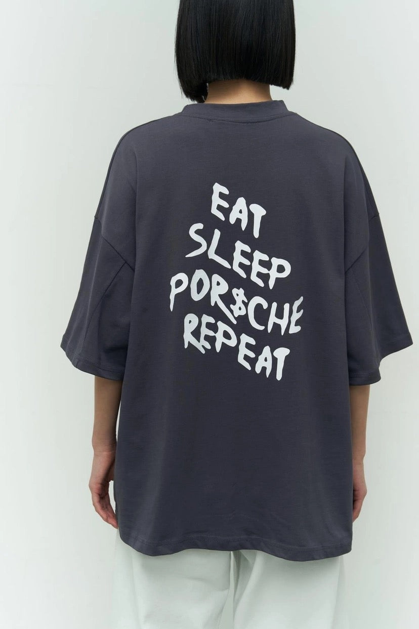 Eat Sleep Porsche Repeat Print T-shirt