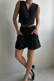 Linen Touch Vest-Short Set