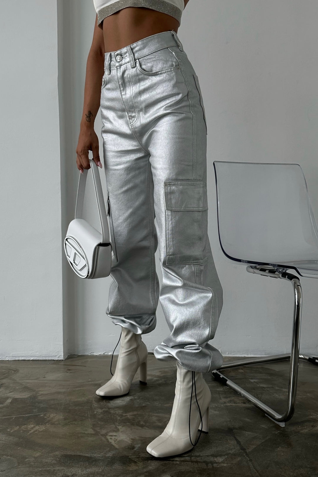 Silver Cargo Pants