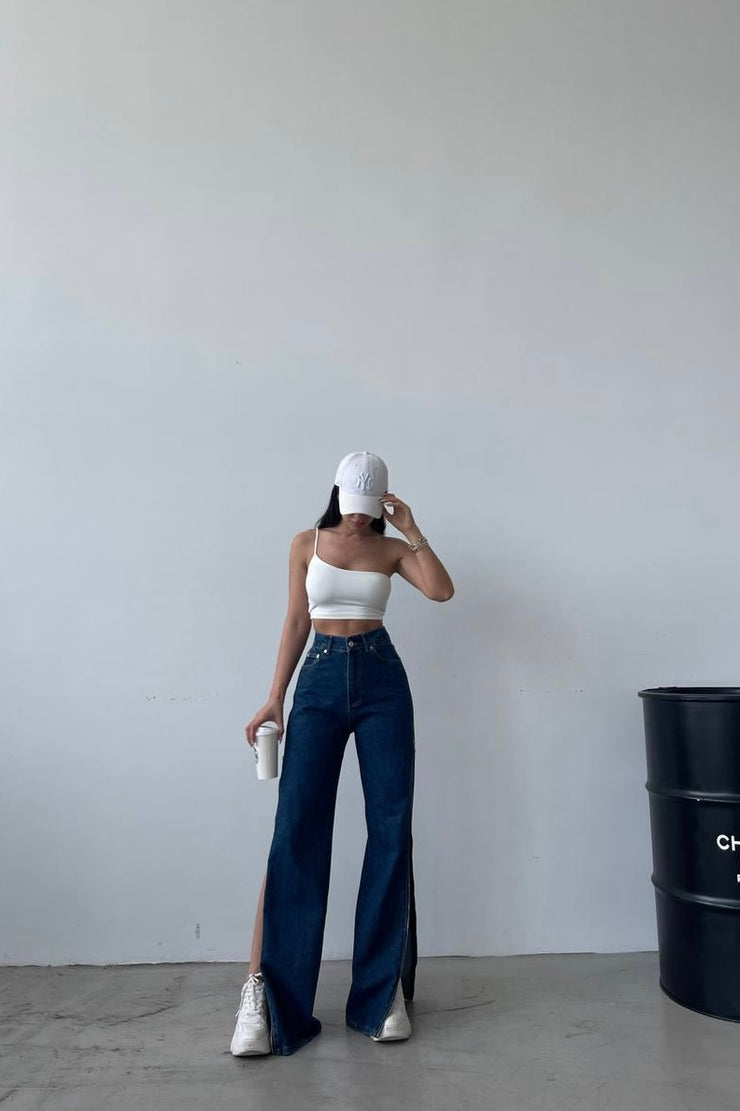 Full Length Side Zipper Jeans