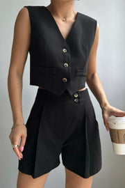 Linen Touch Vest-Short Set