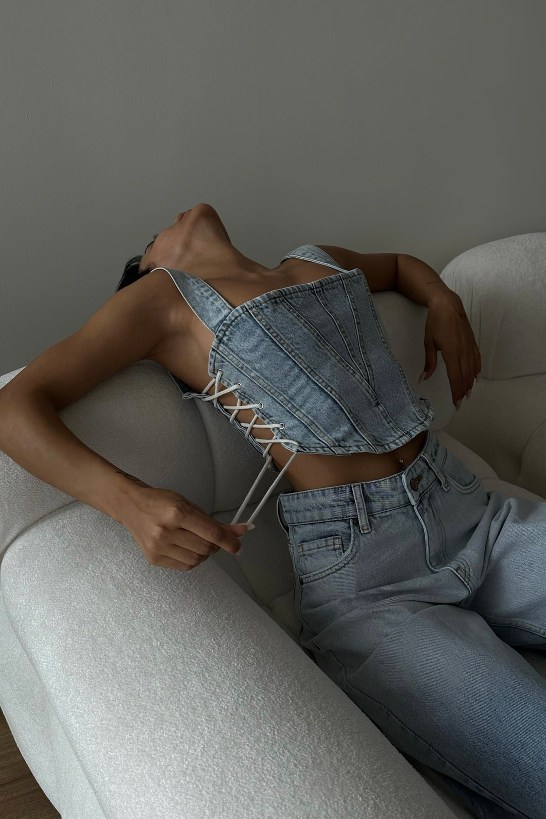 Side Tie Denim Top