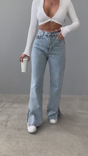 Wide Side Split Jeans