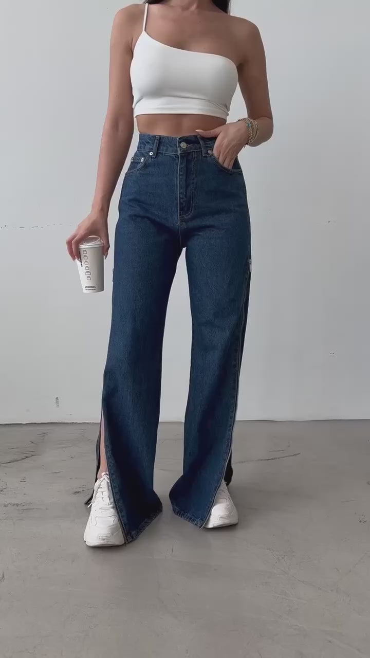 Full Length Side Zipper Jeans