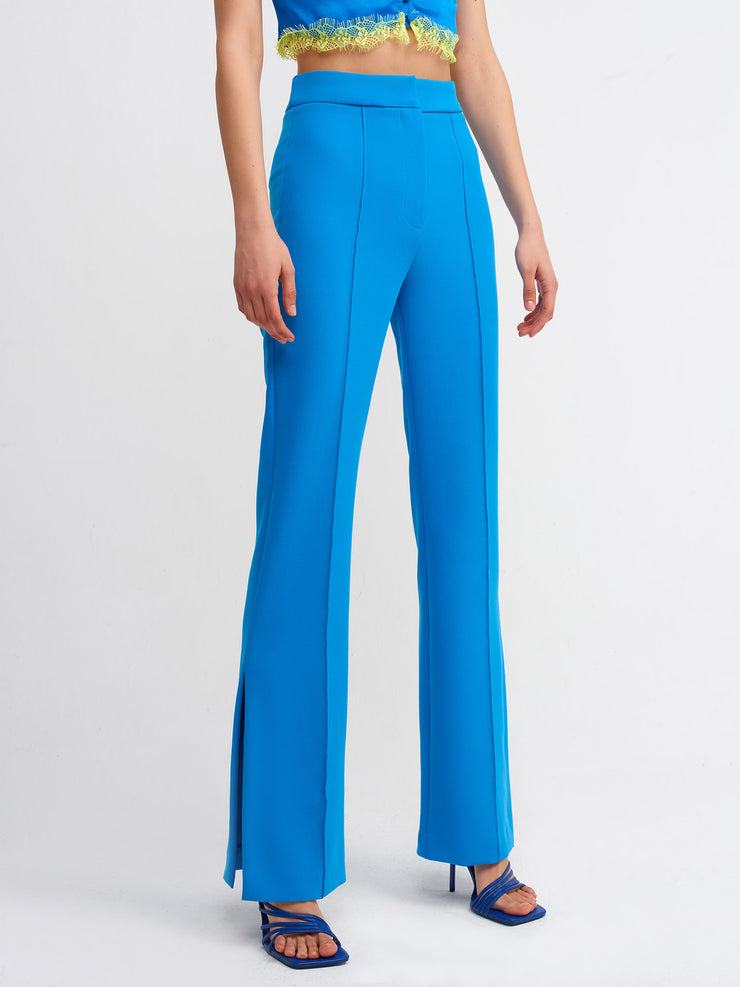 Split Hem Classic Pants In Blue