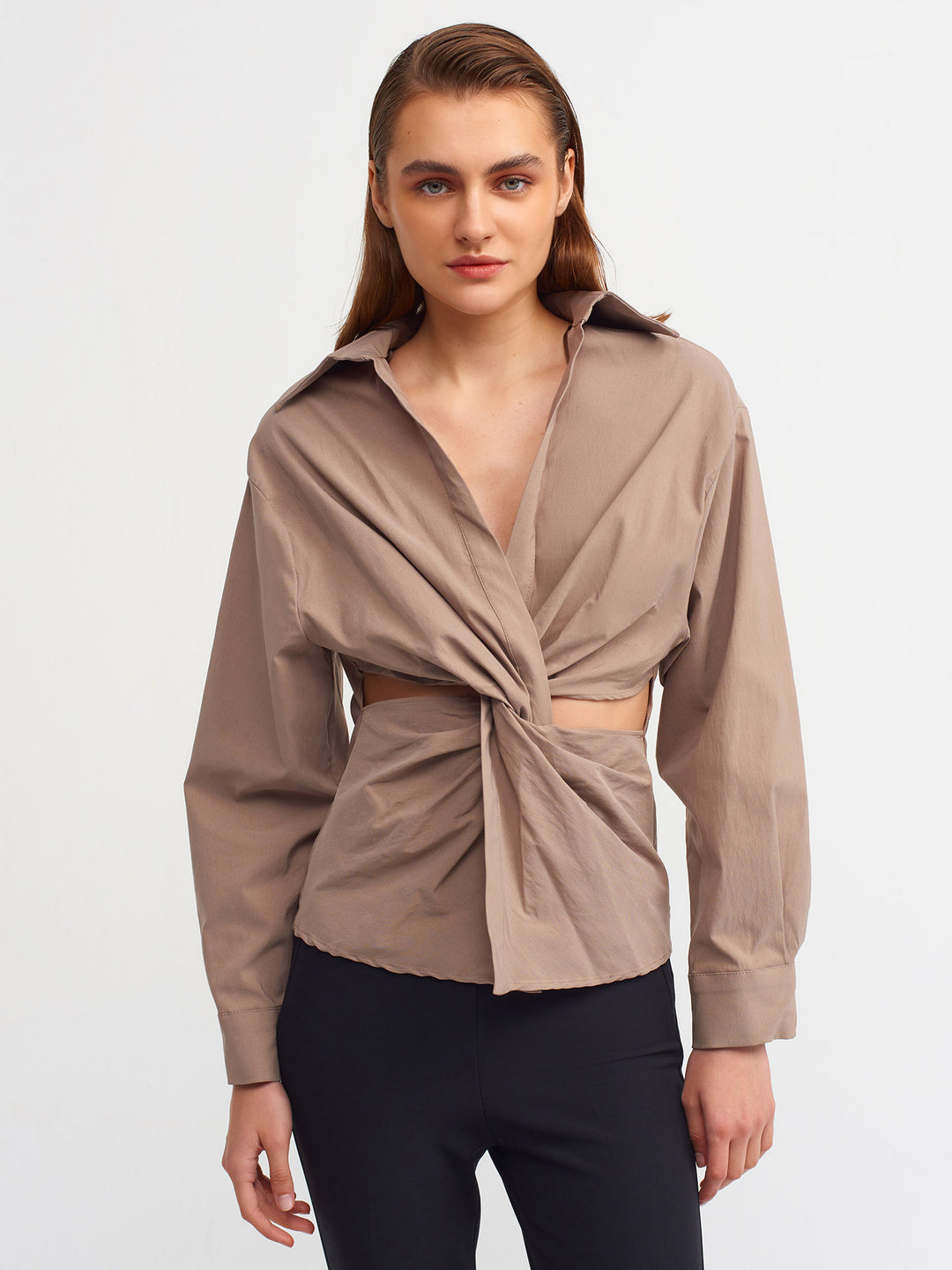 Open Side Shirt Beige