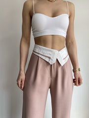 Folded Belt Pants Pink