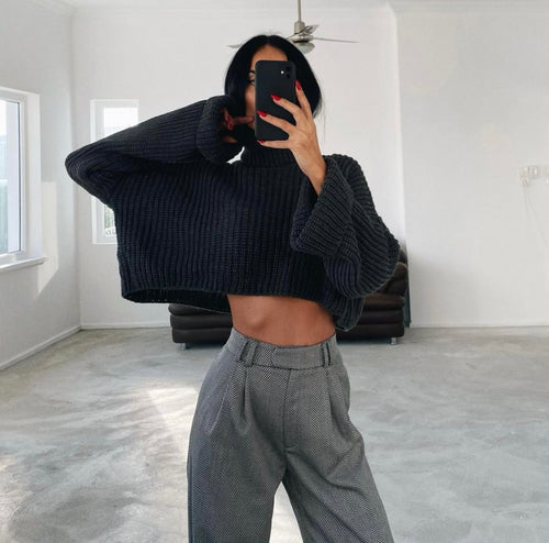 Turtle Neck Cropped Sweater